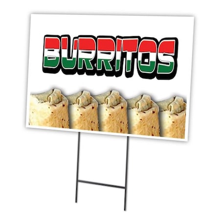 Signmission Burritos Yard Sign & Stake outdoor plastic coroplast window, C-2436-DS-Burritos C-2436-DS-Burritos